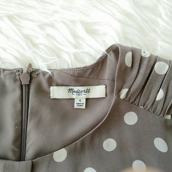 [Madewell] polka dot Tan dress 100%silk size 4 - Picture 5 of 8